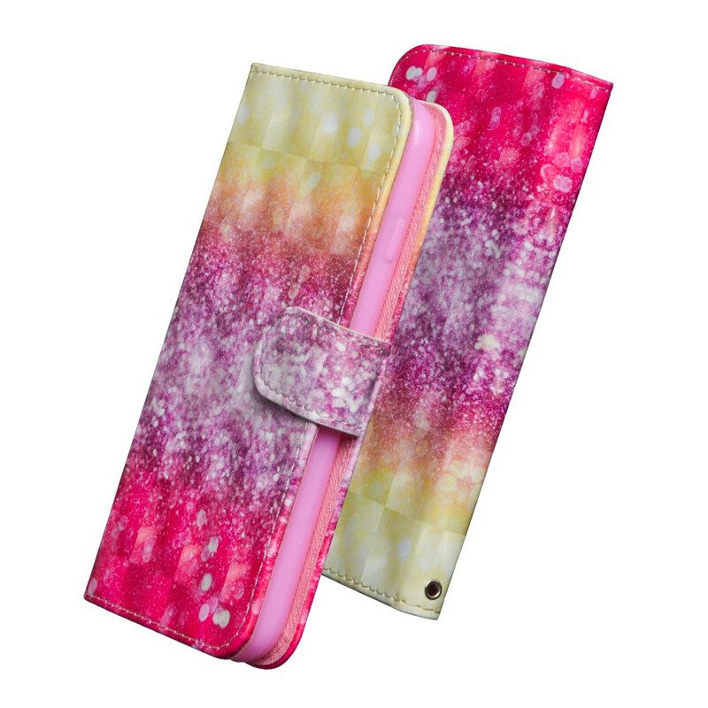 Leren Hoesje voor Samsung Galaxy Note 20 Magenta Glitterverloop