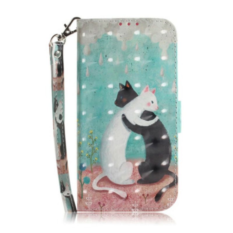 Leren Hoesje voor Samsung Galaxy Note 20 Met Ketting Strappy Kattenvrienden