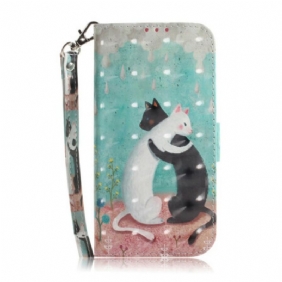 Leren Hoesje voor Samsung Galaxy Note 20 Met Ketting Strappy Kattenvrienden