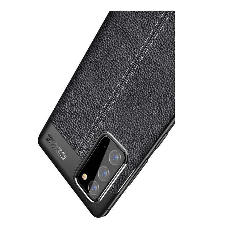 Telefoonhoesje voor Samsung Galaxy Note 20 Dubbellijnig Litchi-leereffect