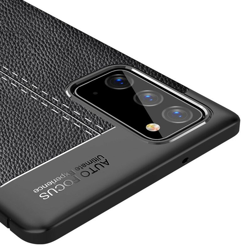 Telefoonhoesje voor Samsung Galaxy Note 20 Dubbellijnig Litchi-leereffect