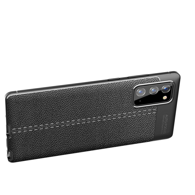 Telefoonhoesje voor Samsung Galaxy Note 20 Dubbellijnig Litchi-leereffect