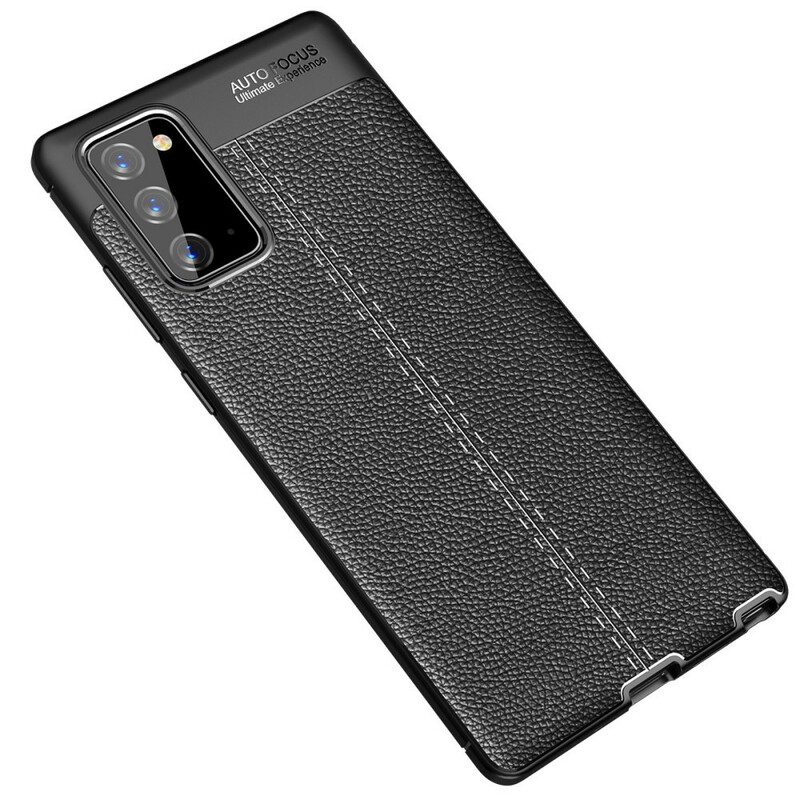 Telefoonhoesje voor Samsung Galaxy Note 20 Dubbellijnig Litchi-leereffect