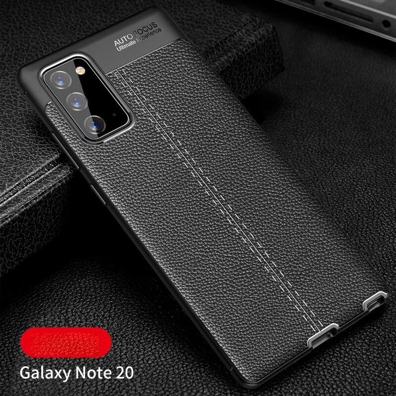 Telefoonhoesje voor Samsung Galaxy Note 20 Dubbellijnig Litchi-leereffect