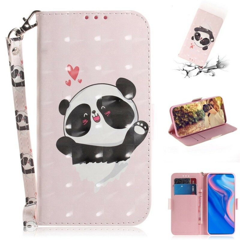 Folio-hoesje voor Huawei P Smart Z Met Ketting Panda Love Met Sleutelkoord