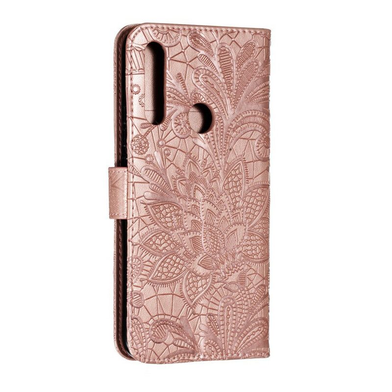 Folio-hoesje voor Huawei P Smart Z Met Ketting Riem Tribal Bloemen