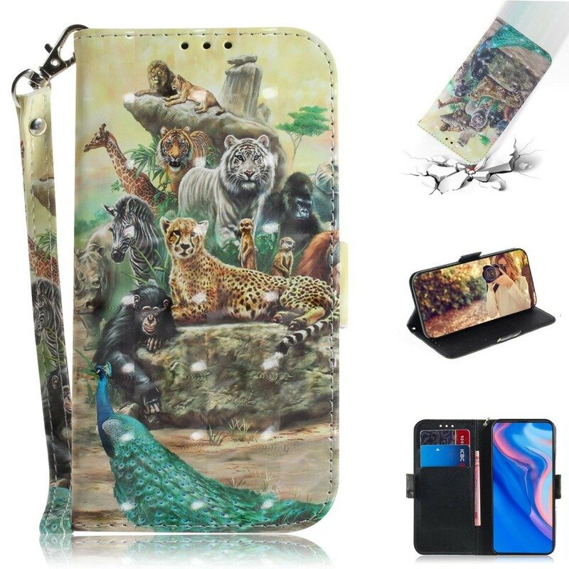 Folio-hoesje voor Huawei P Smart Z Met Ketting String Safari Dieren