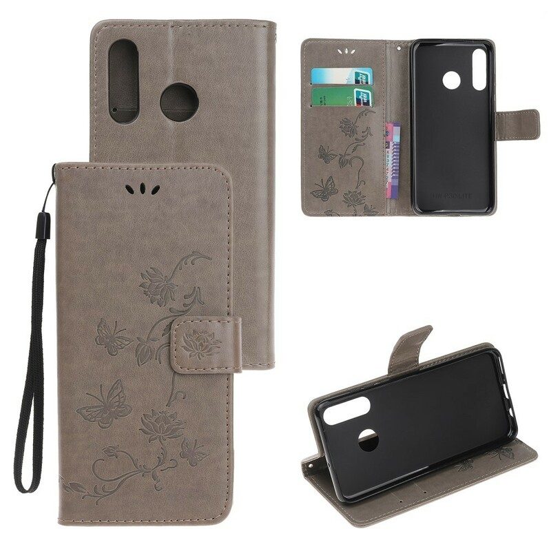 Folio-hoesje voor Huawei P Smart Z Met Ketting String Vlinders En Bloemen