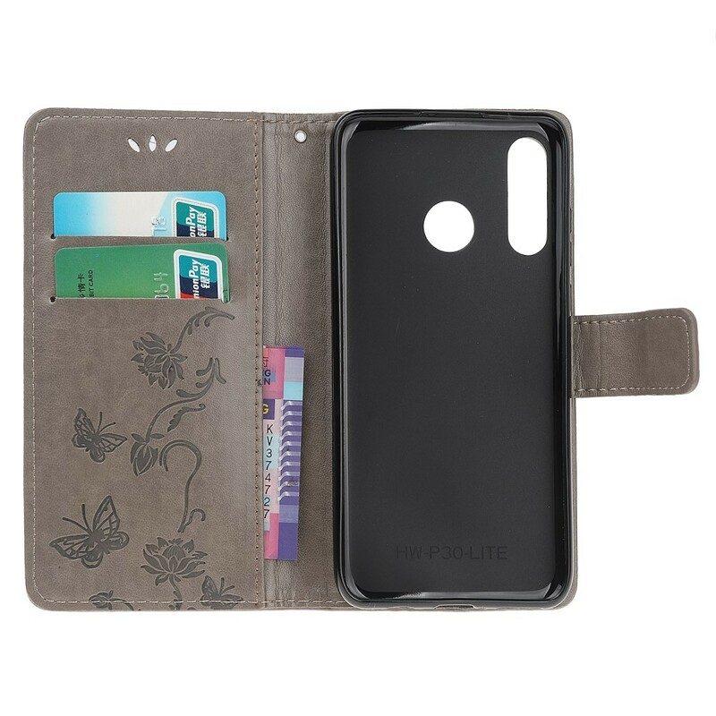 Folio-hoesje voor Huawei P Smart Z Met Ketting String Vlinders En Bloemen