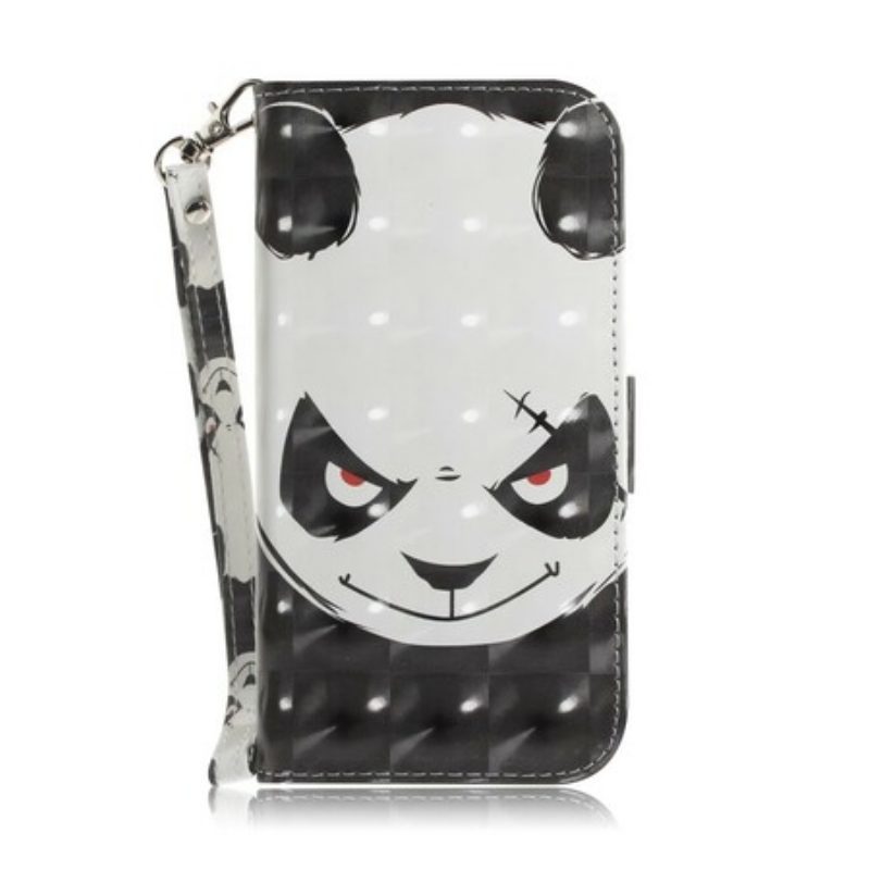 Leren Hoesje voor Huawei P Smart Z Met Ketting Boze Panda Met Lanyard