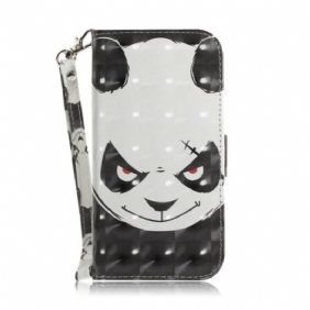 Leren Hoesje voor Huawei P Smart Z Met Ketting Boze Panda Met Lanyard