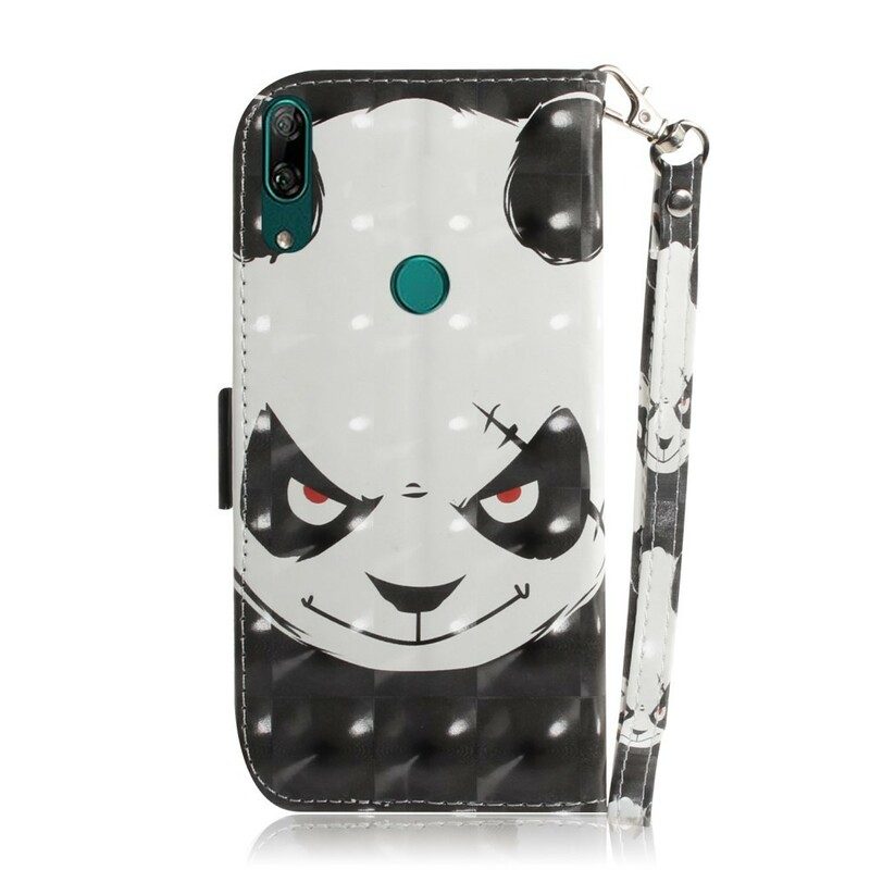 Leren Hoesje voor Huawei P Smart Z Met Ketting Boze Panda Met Lanyard