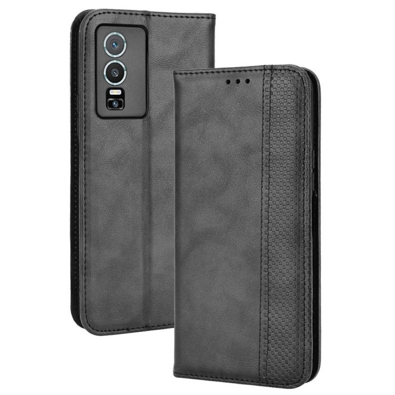 Bescherming Hoesje voor Vivo Y76 5G Folio-hoesje Gestileerde Lederen Stijl