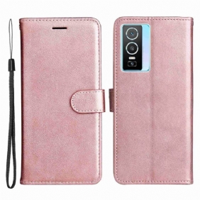 Folio-hoesje voor Vivo Y76 5G Met Ketting Strappy Leereffect