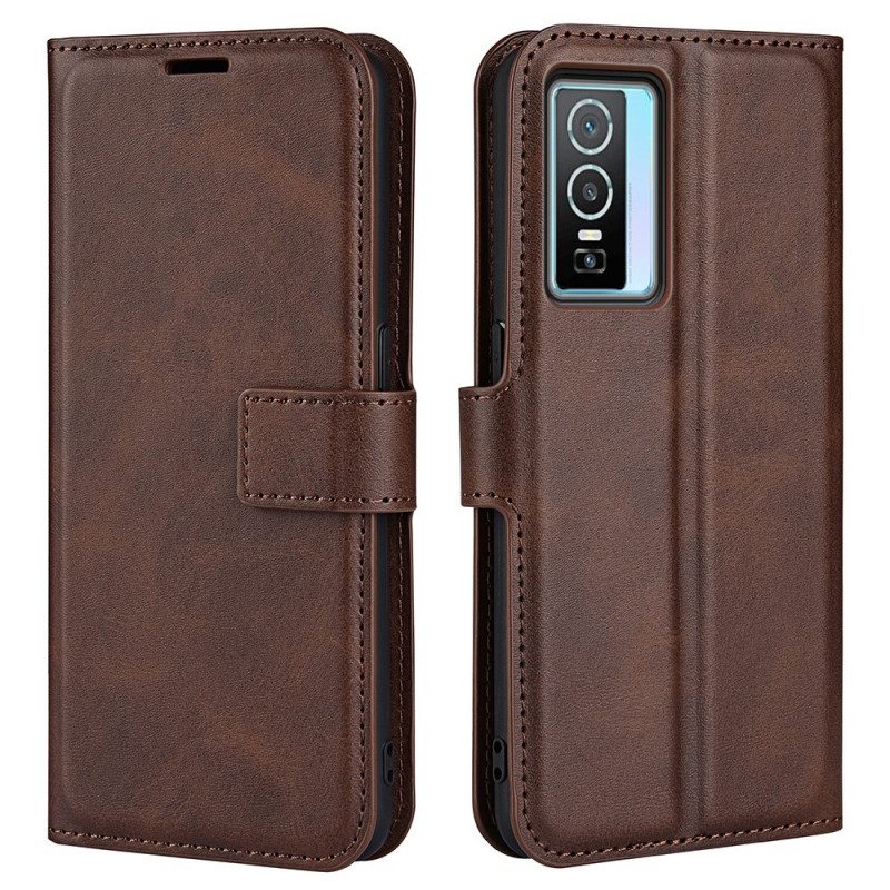 Folio-hoesje voor Vivo Y76 5G Slank Extreem Leereffect