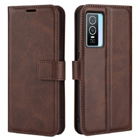 Folio-hoesje voor Vivo Y76 5G Slank Extreem Leereffect