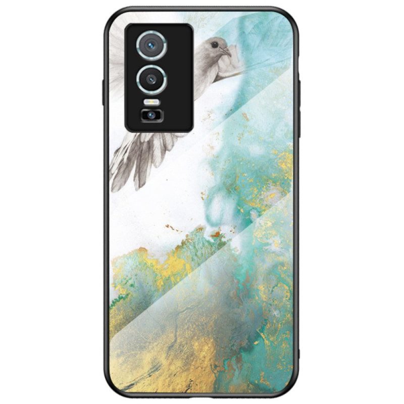 Hoesje voor Vivo Y76 5G Marmeren Kleuren Gehard Glas