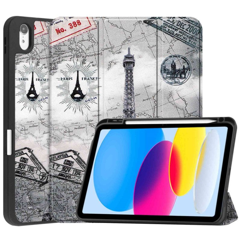 Bescherming Hoesje voor iPad 10.9" (2022) Stylushouder Eiffeltoren