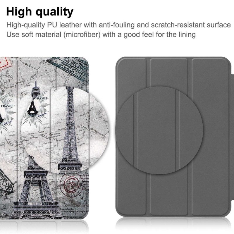 Bescherming Hoesje voor iPad 10.9" (2022) Stylushouder Eiffeltoren