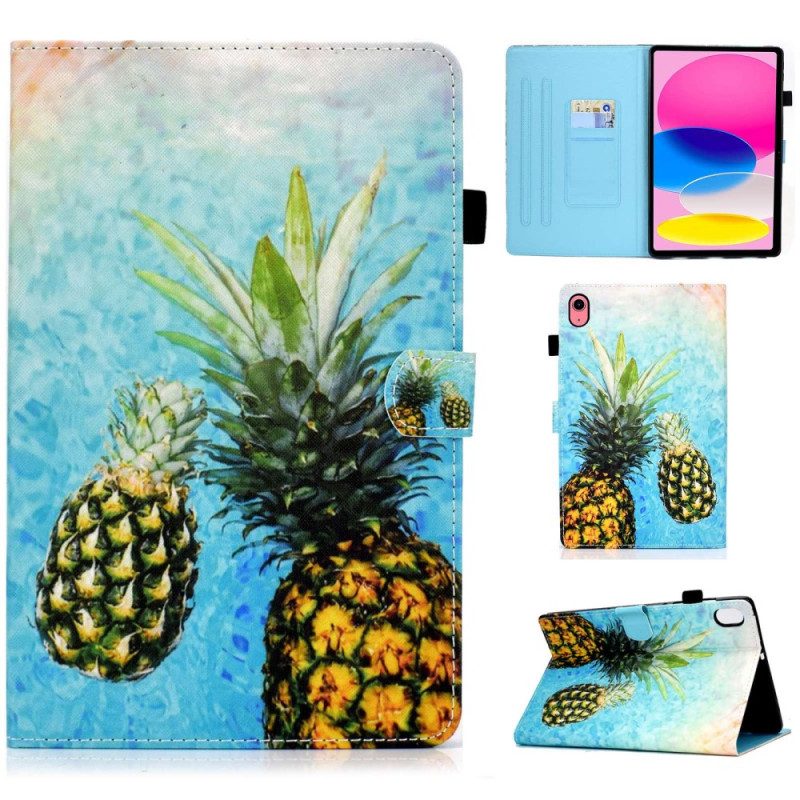 Leren Hoesje voor iPad 10.9" (2022) Ananas Afbeeldingen