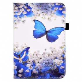 Leren Hoesje voor iPad 10.9" (2022) Blauwe Vlinders