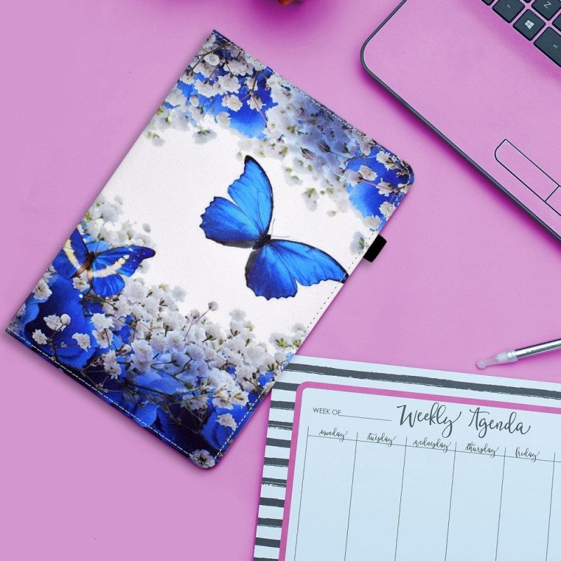 Leren Hoesje voor iPad 10.9" (2022) Blauwe Vlinders