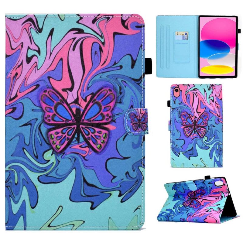 Leren Hoesje voor iPad 10.9" (2022) Vlinder Schilderij