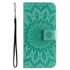 Folio-hoesje voor Vivo Y22s Mandala Zon Met Lanyard