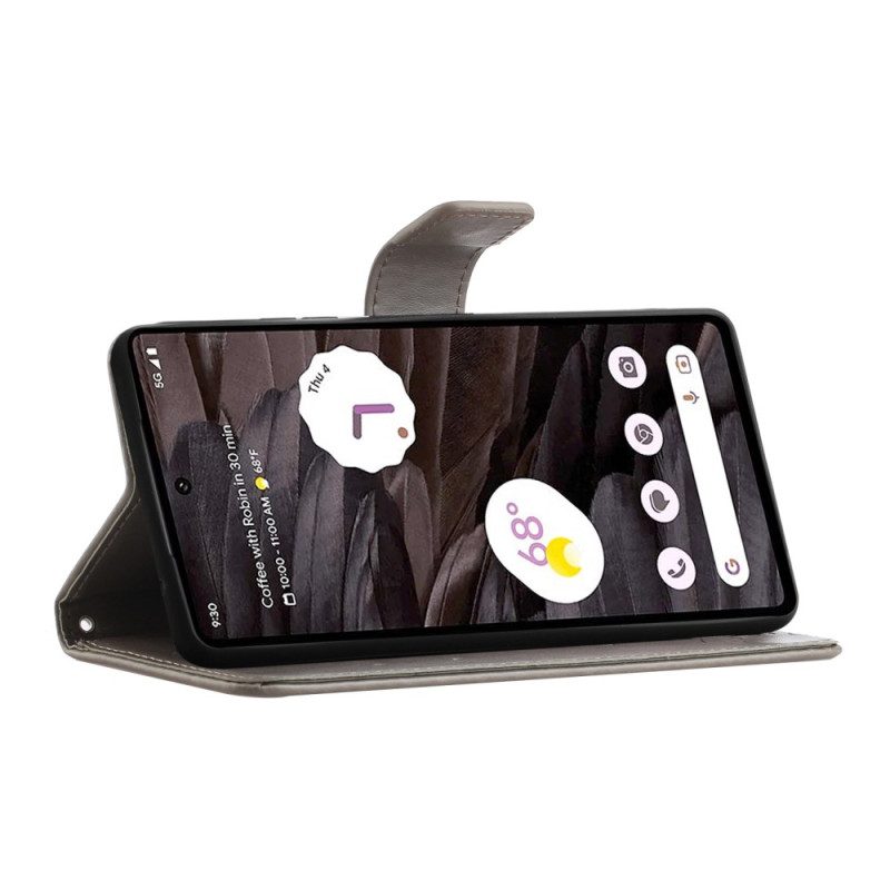 Flip Case Leren Google Pixel 8a Bloemenband