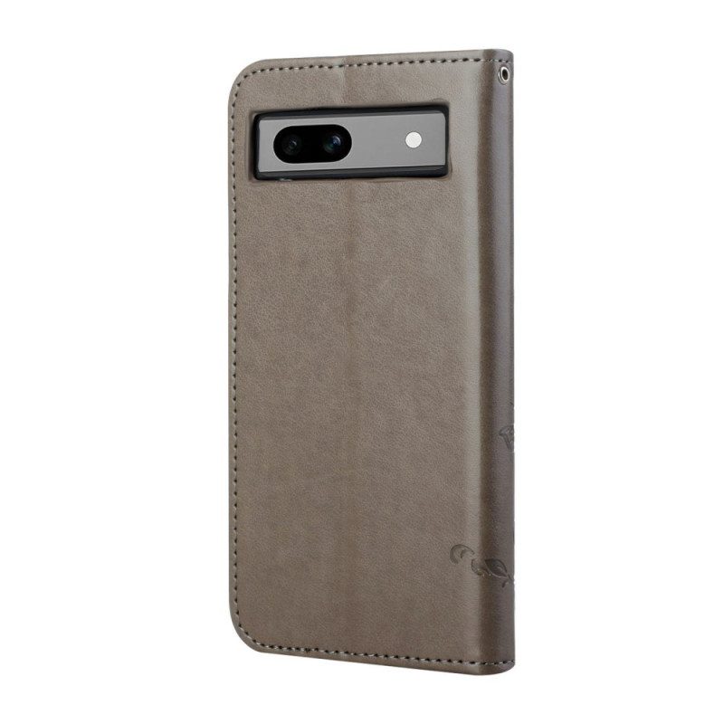 Flip Case Leren Google Pixel 8a Bloemenband