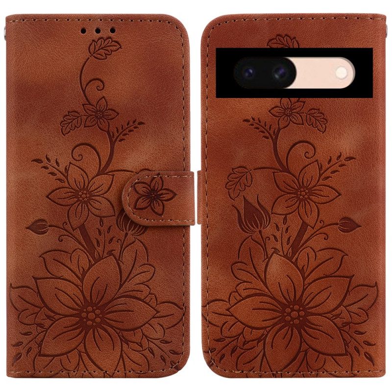 Folio-hoesje Google Pixel 8a Bloemen Met Riempje