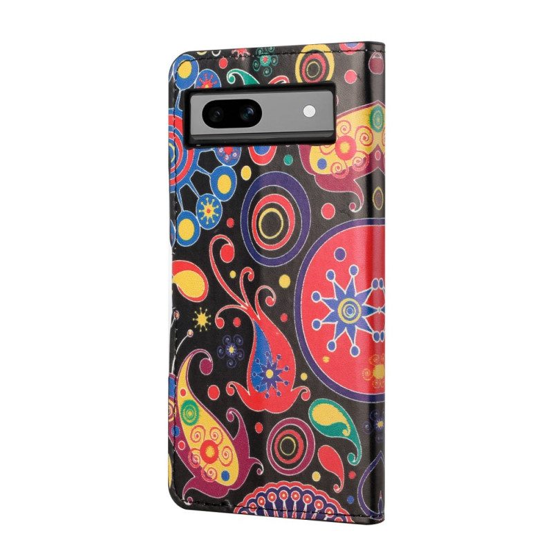 Leren Hoesje Google Pixel 8a Galaxy-patroon Bescherming Hoesje