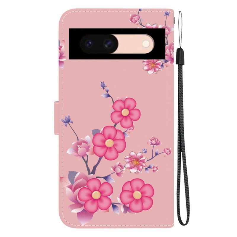 Leren Hoesje Google Pixel 8a Sakura Met Riem