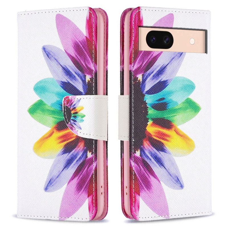 Leren Hoesje Google Pixel 8a Waterverfbloem Bescherming Hoesje