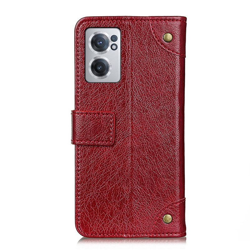 Flip Case voor OnePlus Nord CE 2 5G Geknoopt Leer