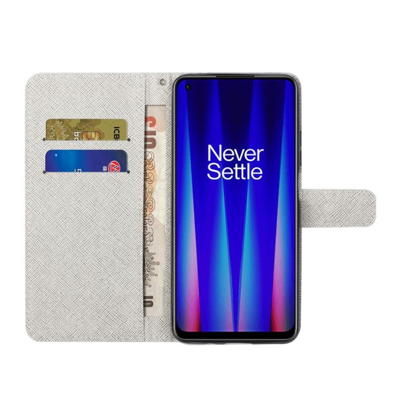 Folio-hoesje voor OnePlus Nord CE 2 5G Blauwe En Roze Bloemen