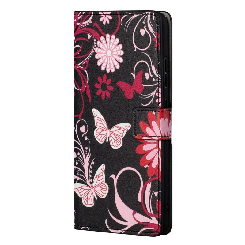 Folio-hoesje voor OnePlus Nord CE 2 5G Bloemen En Vlinders