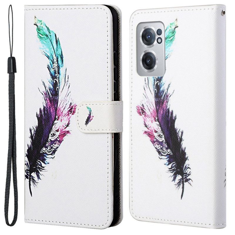 Leren Hoesje voor OnePlus Nord CE 2 5G Veelkleurige Veer