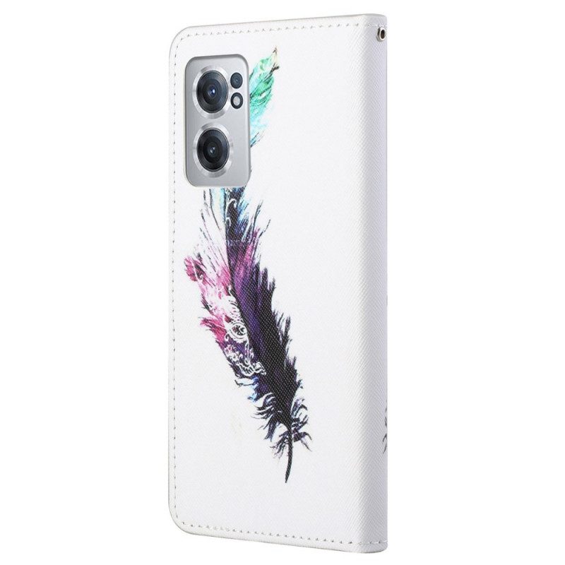 Leren Hoesje voor OnePlus Nord CE 2 5G Veelkleurige Veer