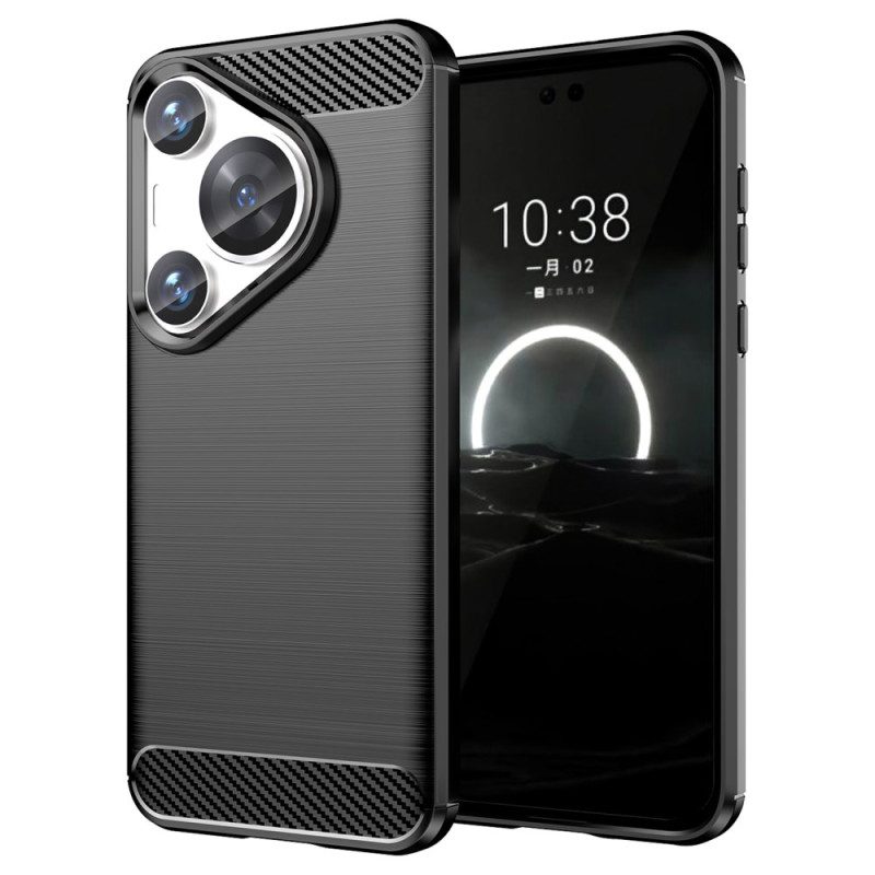 Hoesje Voor Huawei Pura 70 Pro Geborstelde Koolstofvezel