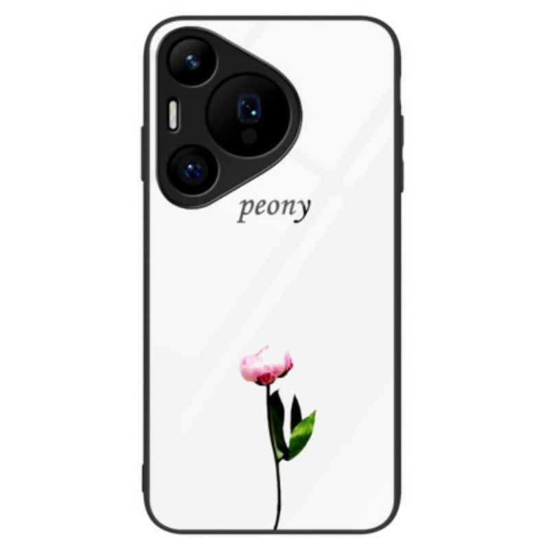 Hoesje Voor Huawei Pura 70 Pro Pioenroos Gehard Glas