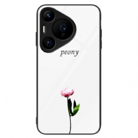 Hoesje Voor Huawei Pura 70 Pro Pioenroos Gehard Glas