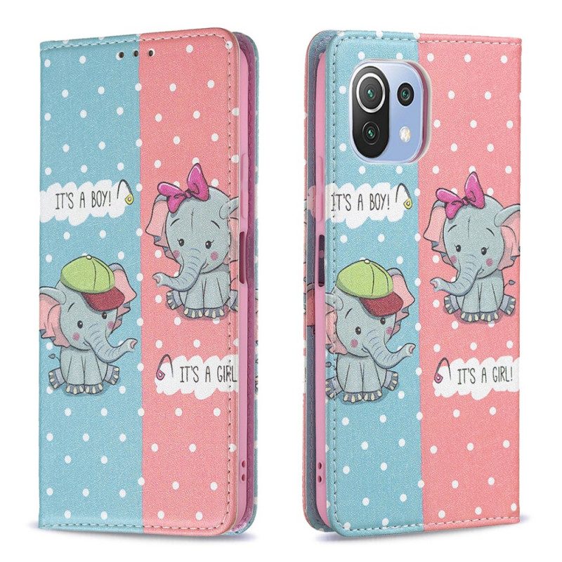 Bescherming Hoesje voor Xiaomi Mi 11 Lite 4G / 5G / 5G NE Folio-hoesje Baby Olifanten