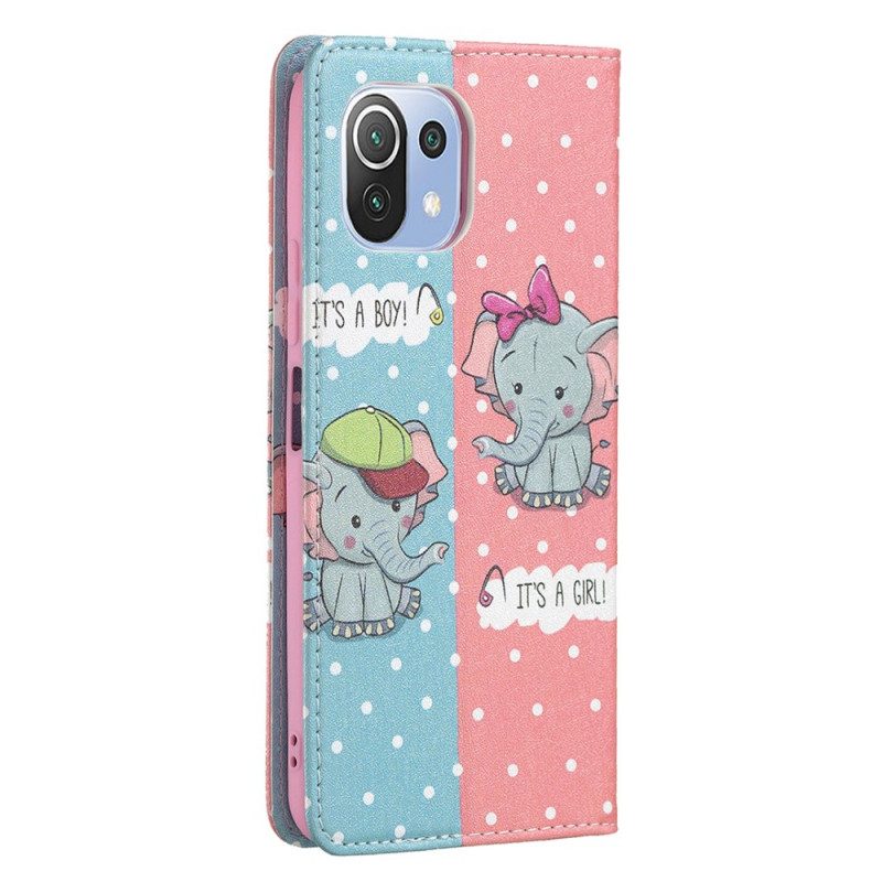 Bescherming Hoesje voor Xiaomi Mi 11 Lite 4G / 5G / 5G NE Folio-hoesje Baby Olifanten