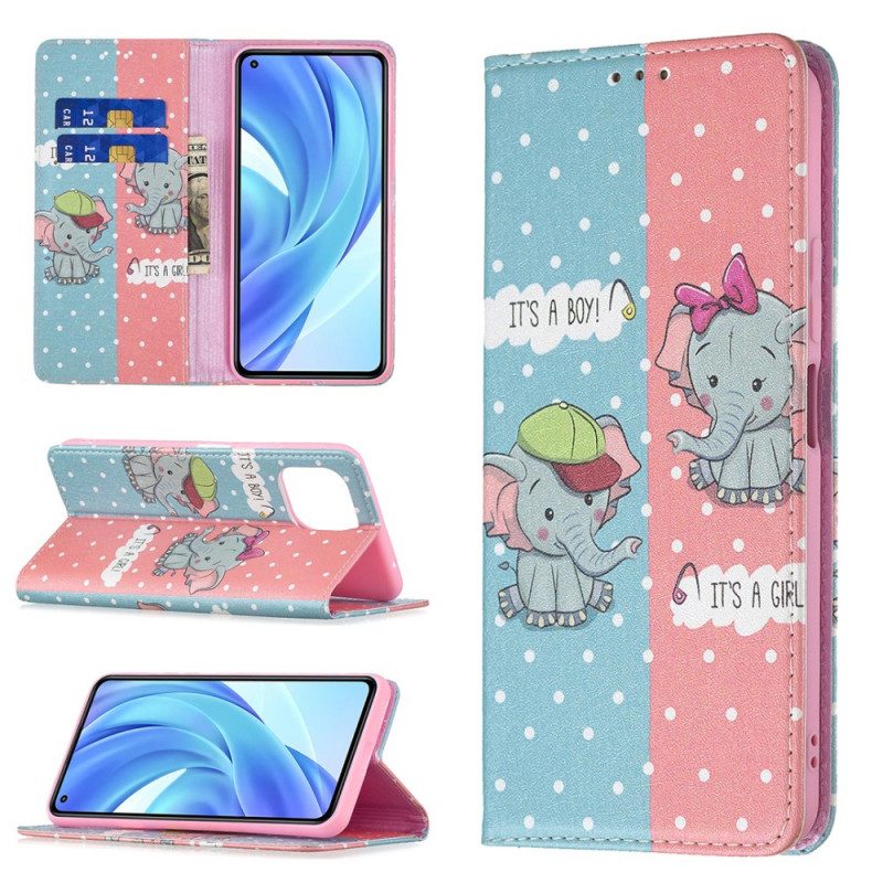 Bescherming Hoesje voor Xiaomi Mi 11 Lite 4G / 5G / 5G NE Folio-hoesje Baby Olifanten