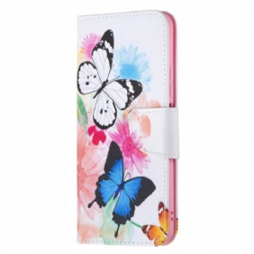 Flip Case voor Xiaomi Mi 11 Lite 4G / 5G / 5G NE Geschilderde Vlinders En Bloemen