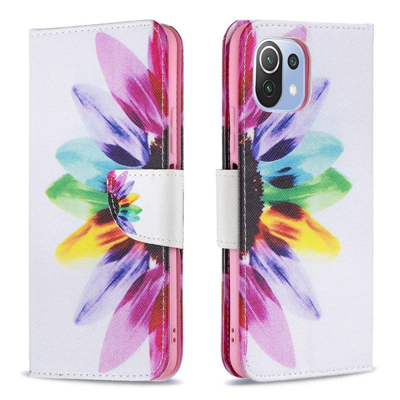 Flip Case voor Xiaomi Mi 11 Lite 4G / 5G / 5G NE Waterverf Bloem