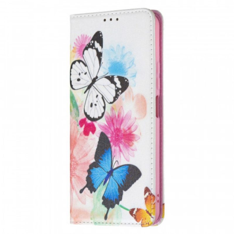 Folio-hoesje voor Xiaomi Mi 11 Lite 4G / 5G / 5G NE Geschilderde Vlinders En Bloemen