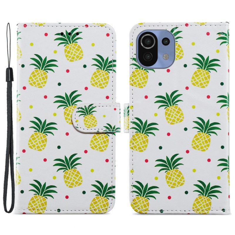 Folio-hoesje voor Xiaomi Mi 11 Lite 4G / 5G / 5G NE Meerdere Ananas