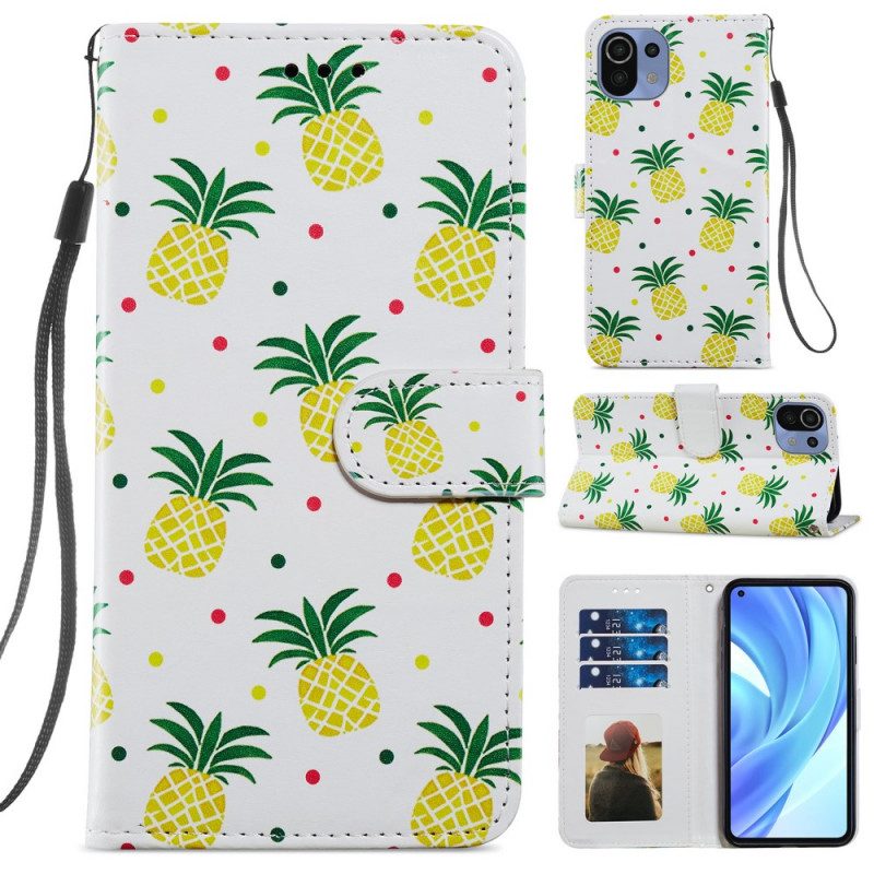 Folio-hoesje voor Xiaomi Mi 11 Lite 4G / 5G / 5G NE Meerdere Ananas